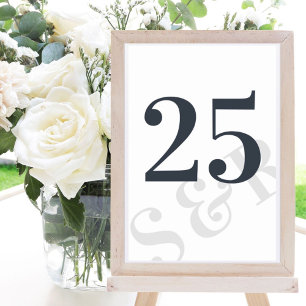 Numéro De Table Gros Gras Monogramme Moderne Simple