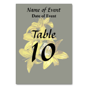 Numéro De Table Groupe de Lys jaunes