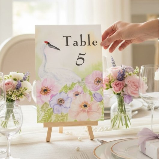 Numéro de table Grue couronnée Anémones