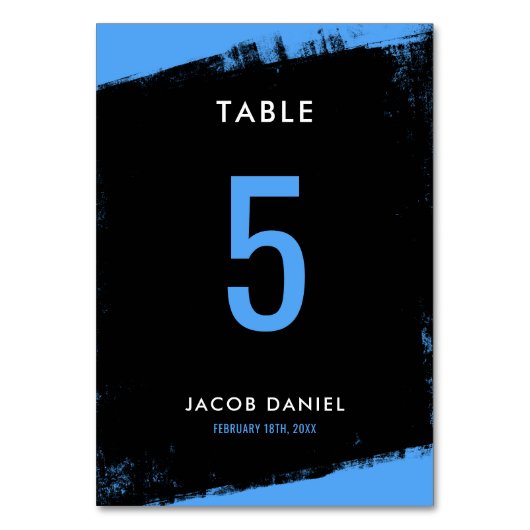 Numéro De Table Grunge Blue Black Bar Mitzvah (Dos)