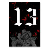 Numéro De Table Grunge rouge noir gothique texturé | Roses noirs (Dos)