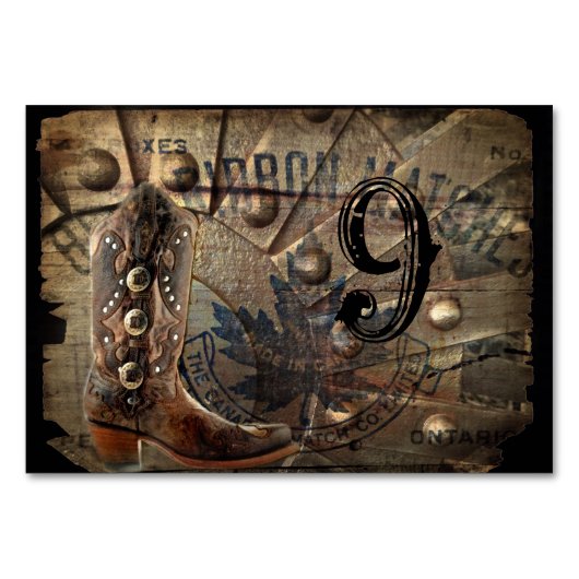 Numéro De Table grunge Wagon Wheel western cowboy mariage (Devant)