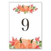Numéro De Table Guirlandes de citrouille aquarelle et feuille d'ér (Dos)