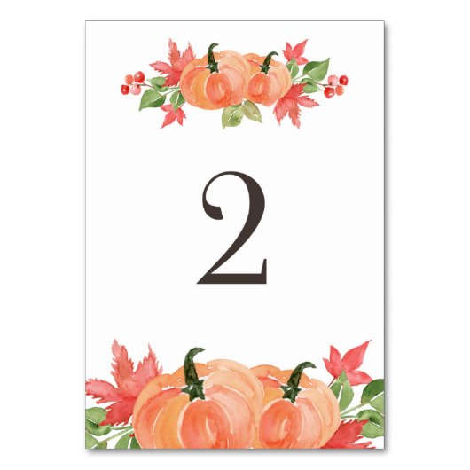 Numéro De Table Guirlandes de citrouille et de feuilles d'érable à (Dos)