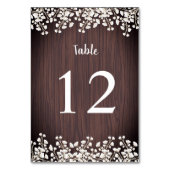 Numéro De Table Gypsophile Rustique en Bois pour Mariage (Dos)