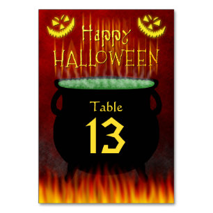 Numéro De Table Halloween Costume Party Cauldron feu
