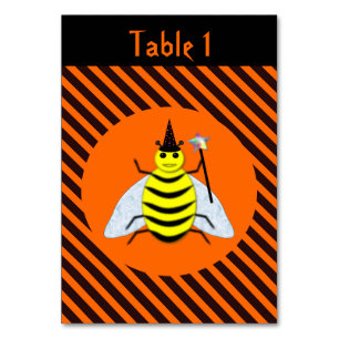 Numéro De Table Halloween Magic Bee Witch Orange et Black Stripes