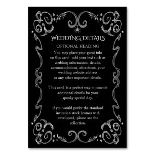 Numéro De Table Halloween Spider Gothic Scroll Détails du Mariage