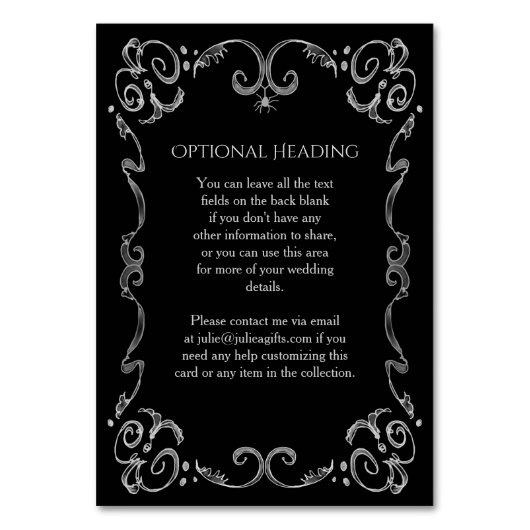 Numéro De Table Halloween Spider Gothic Scroll Détails du Mariage (Dos)