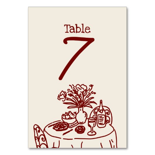 Numéro De Table Hand Drawn Scribbles/Doodles Wedding (Dos)
