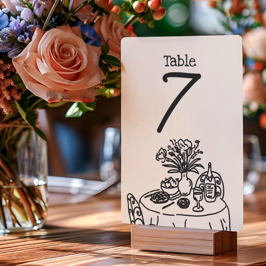 Numéro De Table Hand Drawn Scribbles/Doodles Wedding