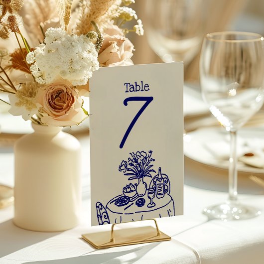 Numéro De Table Hand Drawn Scribbles/Doodles Wedding