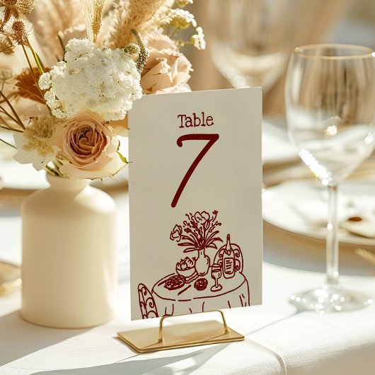 Numéro De Table Hand Drawn Scribbles/Doodles Wedding