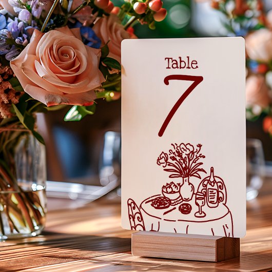 Numéro De Table Hand Drawn Scribbles/Doodles Wedding