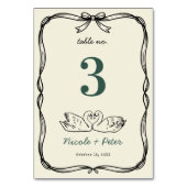 Numéro De Table Hand Drawn Swan Handwriting Wedding Table Number (Dos)