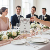 Numéro De Table Hand Drawn unique Swans Wedding Table Card