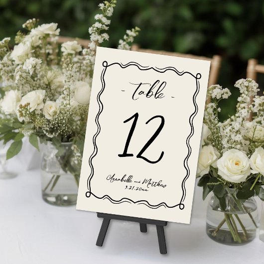 Numéro De Table Hand Drawn Vintage Whimsical Wedding