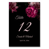 Numéro De Table Hand Painted Roses Dark Moody Floral Wedding   (Dos)
