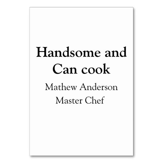 Numéro De Table Handsome et peut cuisiner ajouter nom maître chef (Par défaut)