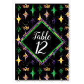 Numéro De Table Harlequins Perles Masque Fleur de Lis Mardi Gras (Dos)