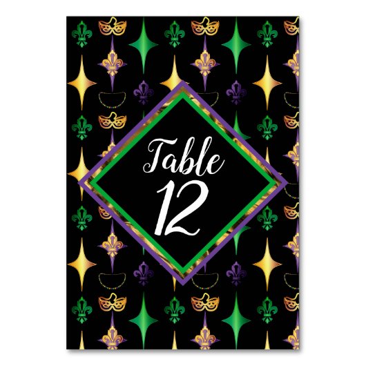 Numéro De Table Harlequins Perles Masque Fleur de Lis Mardi Gras (Par défaut)