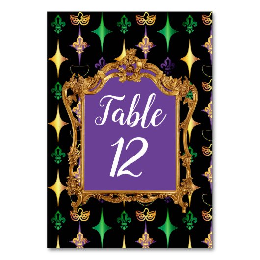 Numéro De Table Harlequins Perles Masque Fleur de Lis Mardi Gras (Par défaut)