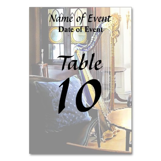 Numéro De Table Harpe dans la salle de musique (Dos)