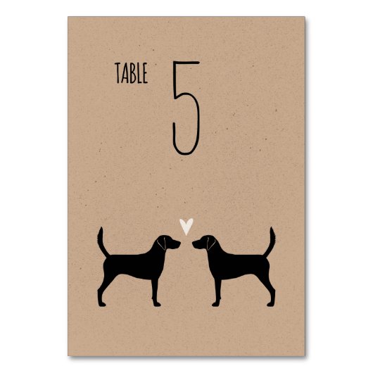 Numéro De Table Harrier Chien Silhouettes Réception de mariage (Dos)