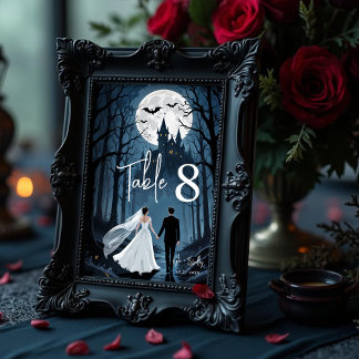 Numéro De Table Haunted Castle Wedding Couple Spooky Forest Toward