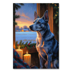 Numéro De Table Heeler Bleu Avec Lumières De Noël