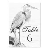 Numéro De Table Héron bleu et rochers, Mariage de croquis d'oiseau (Dos)