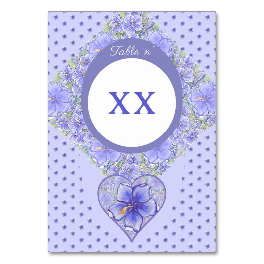 Numéro De Table Hibiscus & dentelle BLEU (Dos)