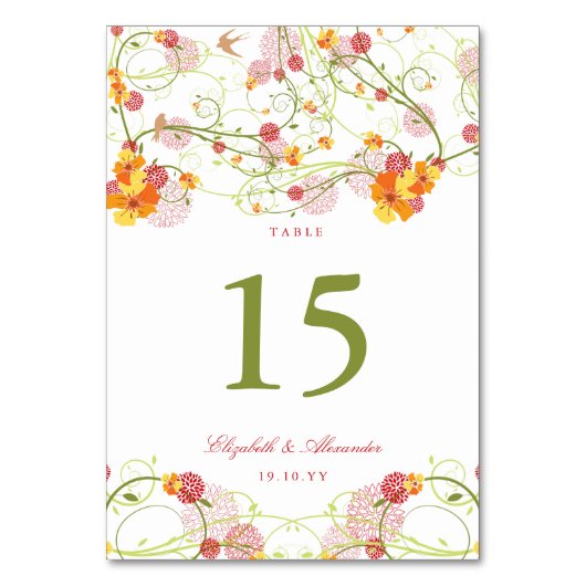 Numéro De Table Hibiscus Jaune Mariage Floral (Dos)