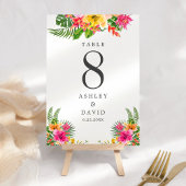 Numéro De Table Hibiscus tropical Plage florale Mariage