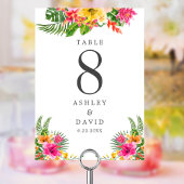 Numéro De Table Hibiscus tropical Plage florale Mariage