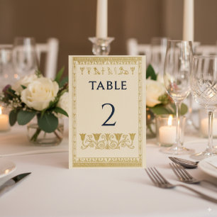Numéro De Table Hiéroglyphes égyptiens & Bordure florale – Modifia