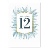 Numéro De Table Hiver à feuillage persistant pinte bleue mariage (Dos)