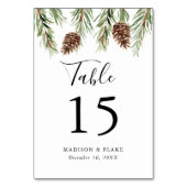 Numéro De Table Hiver Aquarelle Pine Cône Mariage (Dos)