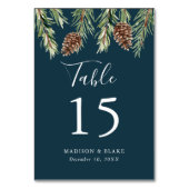 Numéro De Table Hiver Aquarelle Pine Cone Mariage de la marine (Par défaut)