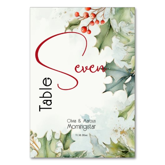 Numéro De Table Holly d'hiver et Berries (Dos)