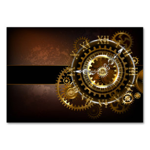 Numéro De Table Horloge Steampunk avec des engrenages anciens