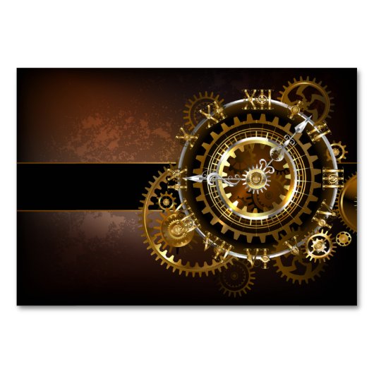 Numéro De Table Horloge Steampunk avec des engrenages anciens (Devant)