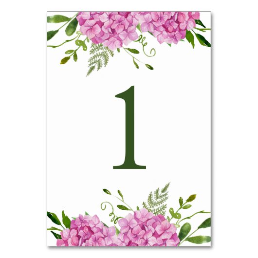 Numéro De Table Hortensia rose (Par défaut)