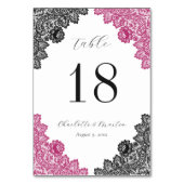 Numéro De Table Hot Pink and Black Floral Lace Wedding (Dos)
