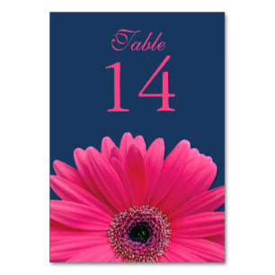 Numéro De Table Hot rose Gerbera Daisy Marine Mariage bleu