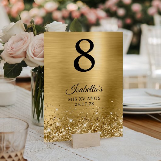 Numéro De Table Huile d'or Glitt Mis XV Anos