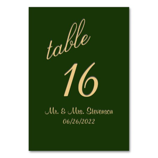 Numéro de table Hunter Green et Gold (Par défaut)