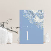 Numéro De Table Hydrangea Aquarelle Bleu Poussiéreux Floral