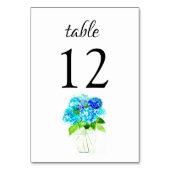 Numéro De Table Hydrangea Blue Watercolor Mariage Floral (Dos)