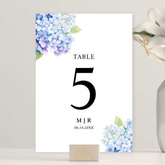 Numéro De Table Hydrangea Dusty Blue Floral Mariage Table